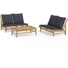Image de vidaXL Ensemble de salon de jardin 3 pièces avec coussins gris foncé en bambou