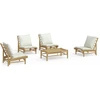 Image de vidaXL Ensemble de salon de jardin 5 pièces avec coussins blanc crème en bambou