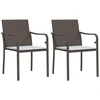 Image de vidaXL Chaises de jardin avec coussins 2 pcs. Marron 56x59x84 cm Poly rotin