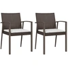 Image de vidaXL Chaises de jardin avec coussins 2 pcs. Marron 56,5x57x83 cm Poly rotin