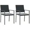 Image de vidaXL Chaises de jardin avec coussins 2 pcs. noir 54x62,5x89cm Poly rotin