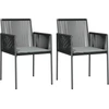 Image de vidaXL Chaises de jardin avec coussins 2 pcs. noir 54x60,5x83,5 cm