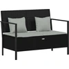 Image de vidaXL Banc de jardin 2 places avec coussins noir Poly rotin