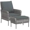 Image de vidaXL Chaise de jardin avec tabouret de pied Gris Poly rotin