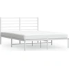 Image de vidaXL Cadre de lit avec tête de lit en métal blanc 140x200 cm