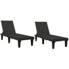 Image de vidaXL Bains de soleil 2 pcs. noir 155x58x83 cm polypropylène