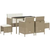 Image de vidaXL Ensemble de jardin 6 pièces avec coussins Beige Poly Rattan