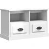 Image de vidaXL Armoire TV blanc brillant 80x35x50 cm Bois composite
