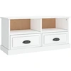 Image de vidaXL Armoire TV blanc brillant 93x35,5x45 cm Bois composite