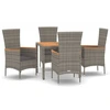 Image de vidaXL Ensemble de jardin 5 pièces avec coussins Gris Poly rotin