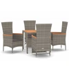 Image de vidaXL Ensemble de jardin 5 pièces avec coussins Gris Poly rotin