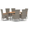Image de vidaXL Ensemble de jardin 7 pièces avec coussins Gris Poly rotin