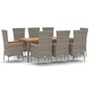 Image de vidaXL Salon de jardin 9 pièces avec coussins Gris Poly Rattan