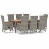 Image de vidaXL Salon de jardin 9 pièces avec coussins Gris Poly Rattan