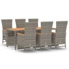 Image de vidaXL Ensemble de jardin 7 pièces avec coussins Gris Poly rotin