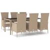 Image de vidaXL Ensemble de jardin 7 pièces avec coussins Beige Poly rotin