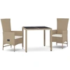 Image de vidaXL Ensemble de jardin 3 pièces avec coussins Beige Poly Rattan