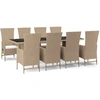 Image de vidaXL Salon de jardin 9 pièces avec coussins Beige Poly Rattan