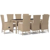 Image de vidaXL Salon de jardin 9 pièces avec coussins Beige Poly Rattan