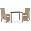 Image de vidaXL Ensemble de jardin 3 pièces avec coussins Beige Poly Rattan