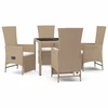 Image de vidaXL Salon de jardin 5 pièces avec coussins Beige Poly Rattan