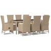 Image de vidaXL Salon de jardin 9 pièces avec coussins Beige Poly Rattan