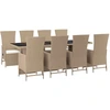 Image de vidaXL Salon de jardin 9 pièces avec coussins Beige Poly Rattan