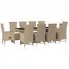Image de vidaXL Salon de jardin 11 pièces avec coussins Beige Poly Rattan