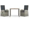 Image de vidaXL Ensemble de jardin 3 pièces avec coussins Gris Poly rotin