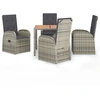Image de vidaXL Ensemble de jardin 5 pièces avec coussins Gris Poly rotin