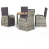 Image de vidaXL Ensemble de jardin 5 pièces avec coussins Gris Poly rotin