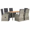 Image de vidaXL Ensemble de jardin 7 pièces avec coussins Gris Poly rotin