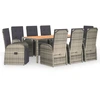 Image de vidaXL Salon de jardin 9 pièces avec coussins Gris Poly Rattan