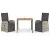 Image de vidaXL Ensemble de jardin 3 pièces avec coussins Gris Poly rotin