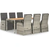 Image de vidaXL Ensemble de jardin 7 pièces avec coussins Gris Poly rotin