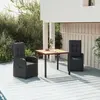 Image de vidaXL Ensemble de jardin 3 pièces avec coussins Noir Poly Rattan