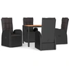 Image de vidaXL Ensemble de jardin 5 pièces avec coussins Noir Poly Rattan