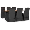 Image de vidaXL Ensemble de jardin 7 pièces avec coussins Noir Poly Rattan