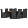 Image de vidaXL Salon de jardin 9 pièces avec coussins noir poly rotin