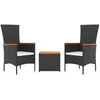 Image de vidaXL Ensemble de salon de jardin 3 pièces noir poly rotin massif acacia