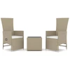 Image de vidaXL Ensemble de salon de jardin 3 pièces beige poly rotin & acier
