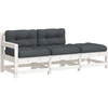 Image de vidaXL Ensemble salon de jardin 3 pièces avec coussins blanc bois massif