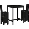 Image de vidaXL Ensemble bar de jardin 3 pièces noir pin massif