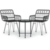 Image de vidaXL Ensemble de jardin 3 pièces noir Poly rotin
