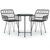 Image de vidaXL Ensemble de jardin 3 pièces noir Poly rotin