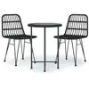 Image de vidaXL Ensemble de jardin 3 pièces noir Poly rotin