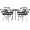Image de vidaXL Ensemble de jardin 5 pièces noir Poly rotin
