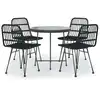 Image de vidaXL Ensemble de jardin 5 pièces noir Poly rotin