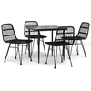 Image de vidaXL Ensemble de jardin 5 pièces noir Poly rotin