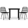 Image de vidaXL Ensemble de jardin 3 pièces noir Poly rotin
